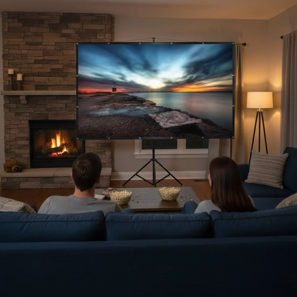 Portable Projector Screen 100 Inch Outdoor Viewing Setup - Image 3